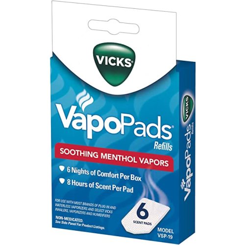 Vicks VapoPads– Soothing Menthol Vapor Pads for Vicks Humidifiers, Vaporizers, Waterless Vaporizers, and Plug-Ins, VSP-19, 6 Count (Pack of 1)