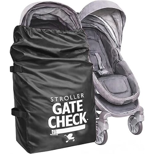 J.L. Childress Gate Check Bag for Single & Some Double Strollers - Travel Bag for Airplane, Fits Most Standard Baby Strollers, Airport Accessories Gate Check, Flying Essentials - Black