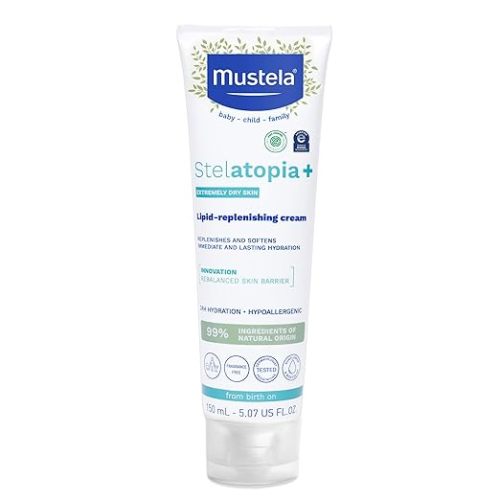 Mustela Stelatopia+ - Lipid-Replenishing Cream - Moisturizer for Eczema-Prone Skin - With Natural Sunflower Oil and Prebiotic - For Babies, Kids & Adults - Fragrance Free - Various Sizes
