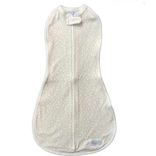 Woombie Original Baby Swaddling Blanket - Soothing, Cotton Baby Swaddle with Zipper - Wearable Newborn Blanket, Tan O's, 14-19 lbs