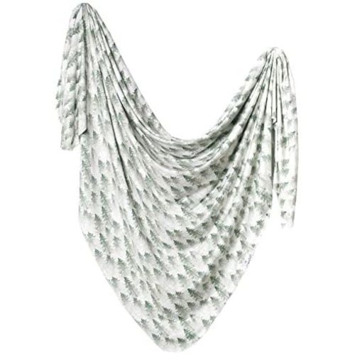 Large Premium Knit Baby Swaddle Receiving Blanket Evergreen by Copper Pearl