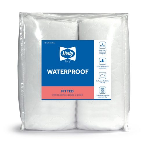 Sealy Waterproof Fitted Crib Mattress Pad, 2 Pack | Sealy Baby