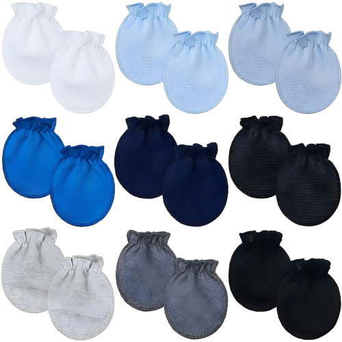 TELOLY 9 Pairs Newborn Baby Mittens Toddler No Scratch Mittens for 0-6 Months Baby Boys Girls Mittens