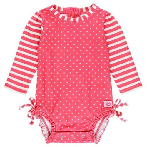 RuffleButts Baby/Toddler Girls UPF50+ Long Sleeve One Piece Rash Guard