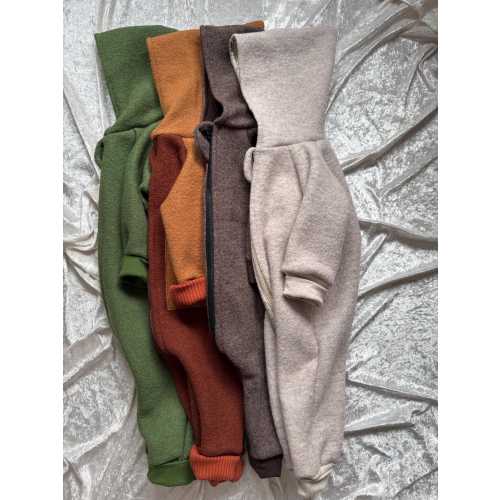 Unlined boiled wool overall | Woolen overall for babies and children, only the hood is lined