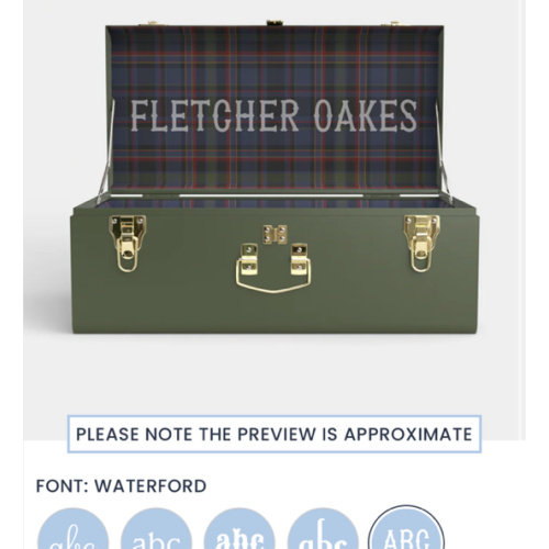 Petite Trunk - Green - PK Plaid / Embroidery
