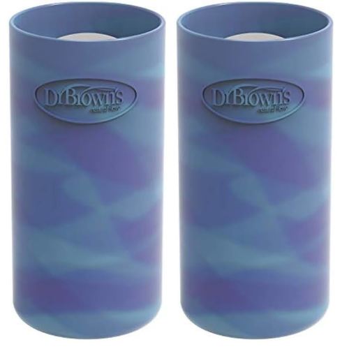 Dr. Brown's Natural Flow Options+ Glass Baby Bottle Sleeves,100% Silicone,8 oz,Narrow,Glow in The Dark (Pack of 2)