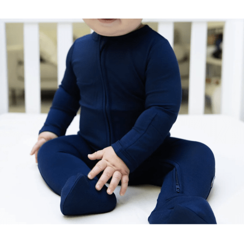Zip Footie in Navy