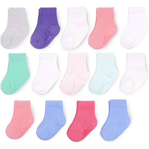 Fruit of the Loom Baby 14-Pack Grow & Fit Flex Zones Cotton Stretch Socks - Unisex, Girls, Boys