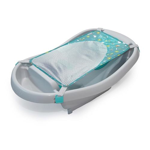 Ingenuity Comfy Clean Deluxe Newborn to Toddler Baby Bathtub, 3-in-1 with Removable Sling, Padded Backrest, 0-24 Months, Gray