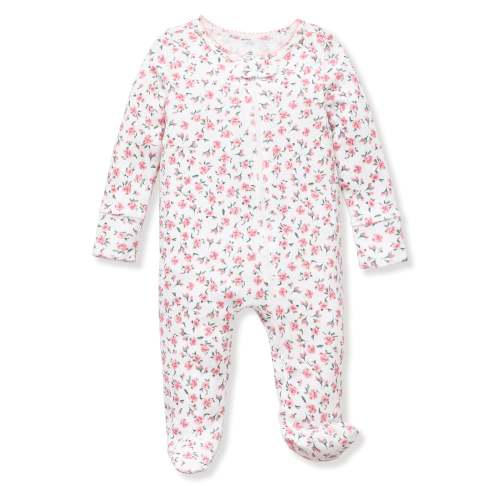 Baby's Pointelle Footie Romper in Pink Floral