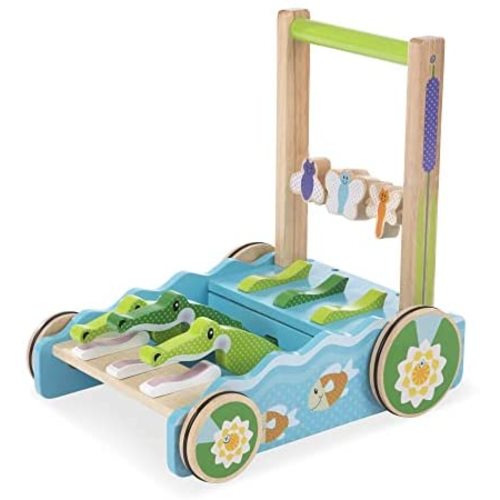 Melissa & Doug First Play Chomp and Clack Alligator Wooden Push Toy and Activity Walker - Pretend Play Developmental Baby Push Walker Toy For Toddlers Ages 1+