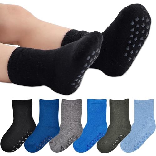 6 Pairs Toddler Thick Crew Socks Baby Winter Boys Girls Warm Slipper Socks