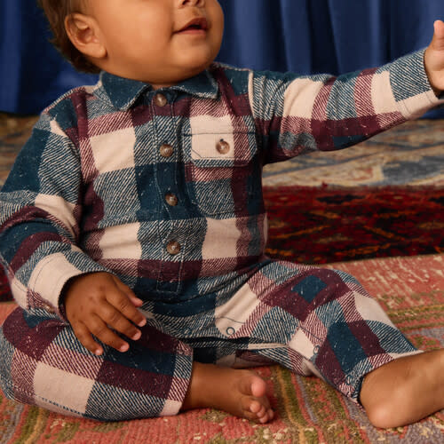 Cappadocia Plaid & Collared Baby Romper