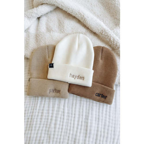 Embroidered Knit Baby Beanie | Caden Lane