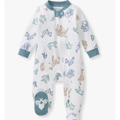 Burt's Bees Baby Boys Sleep and Play PJs, 100% Organic Cotton One-Piece Zip Front Romper Jumpsuit Pajamas