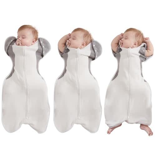 KIDIRA Transitional Swaddle Sack, 2.5 TOG Baby Swaddle for 3-6 Months, 12-18lb, Winter Warm, Arms In/Out, 2-Way Zipper, 1 Pack, Grey