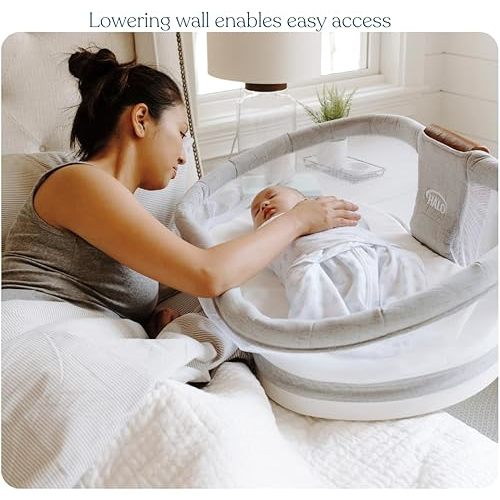 HALO BassiNest Luxe Swivel Sleeper - Over-Bed Baby Bassinet with 360° Rotation, Vibrations, White Noise, and Safe Close-Sleeping Design, Dove Grey Tweed