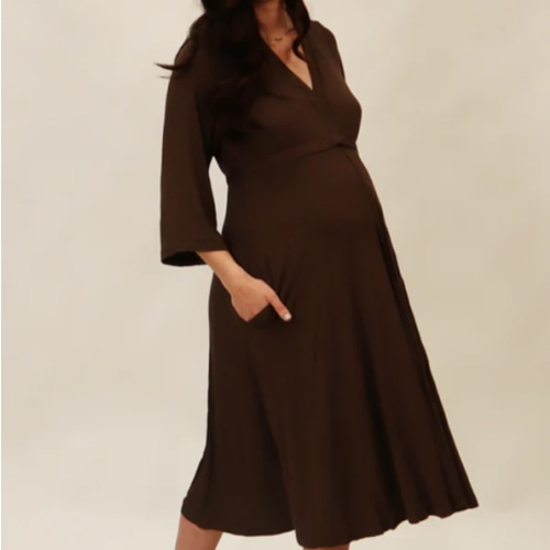 Lila Labor & Postpartum Gown in Mocha