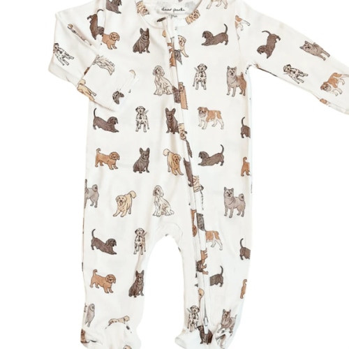 Footie Zippered One Piece in Doggy Friends – Dear Perli