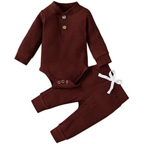 One opening Toddler Baby Boy Girl Clothes Outfits Ribbed Long Sleeve Pullover Sweatshirts Pants Newborn Girl Outfit Set