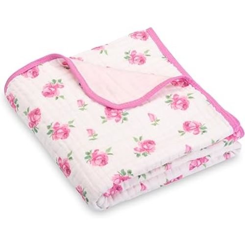 LollyBanks Muslin Baby Blanket, 100% Organic Cotton, Soft Baby Girl Blanket