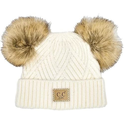 Funky Junque Baby Beanie Hat - Soft Knit Winter Cap with Double Pom Pom - Easter Pastels, Classic Solids, Value Packs