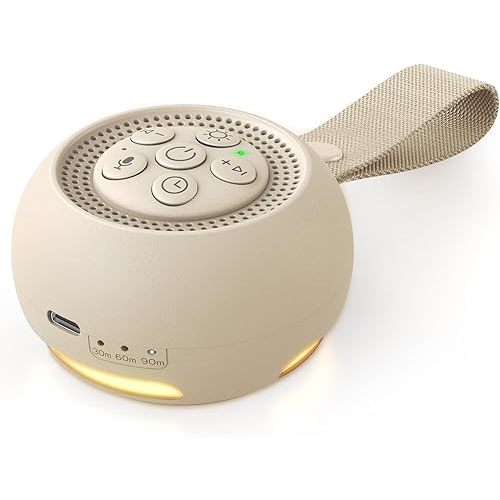 White Noise Sound Machine with Voice Recording, 16 Soothing Sounds Portable Noise Machine, Night Light, Timer, Rechargeable White Noise Machine for Sleeping Nursery Home Office Travel