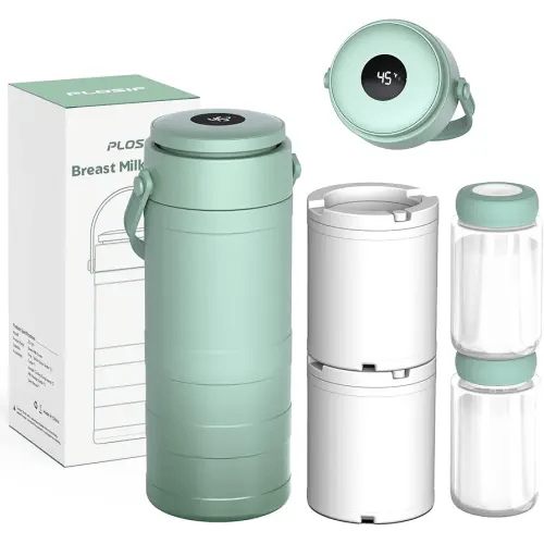 Portable Breast Milk Cooler for Outdoors, 360° All-Round Cooling Keeps Milk Fresh for 24 Hours, 22oz Large Capacity Breastmilk Chiller with 2pcs BPA-Free Bottle for Breastmilk Storage