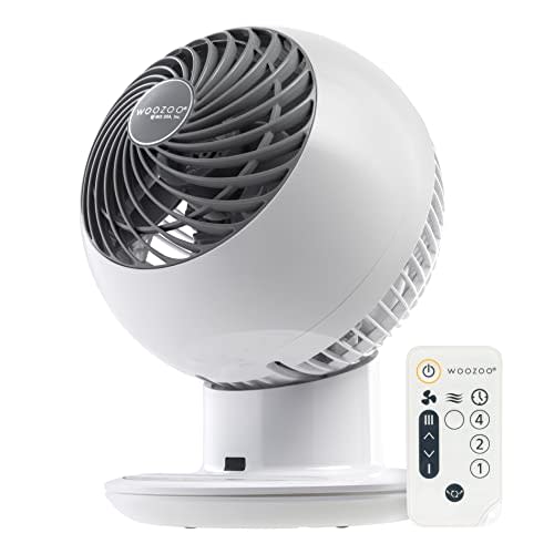 IRIS USA WOOZOO Air Circulator Fan with Remote, Oscillating, 5 Speeds, 82ft Max Air Distance, 90° Adjustable Tilt, 30db Quiet Motor, Small Fan for Bedroom, Office, Dorm, White