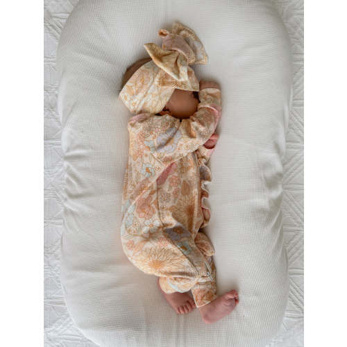 Frill Zip Romper | Pastel Bloom – Little and Fern