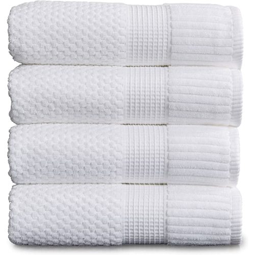 NY Loft 100% Cotton Bath Towel Set of 4 | White Towels | Oeko-TEX® Standard 100 | Soft & Absorbent, Quick-Dry Bath Towels | 30" x 52" | | Trinity Collection - White