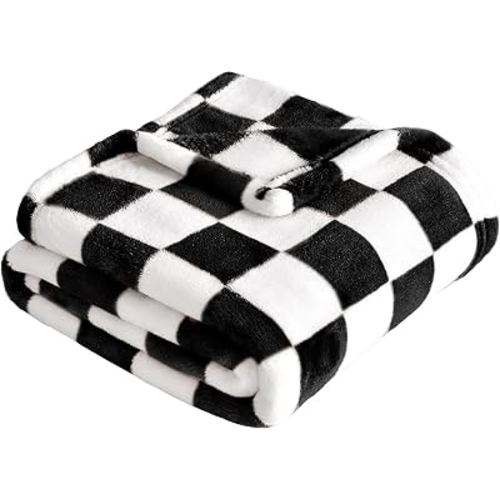Yurhap Checkered Baby Blanket Fleece Baby Blankets for Boys Girls, Ultra Soft Cozy Fluffy Infant Toddler Newborn Receiving Blankets for Crib Stroller, 30''x40'', Black