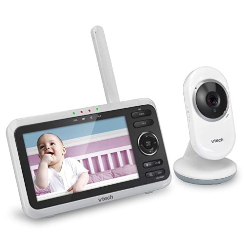 VTech VM350 5” Digital Video Baby Monitor with Full-Color and Automatic Night Vision, White - Monitor with 1 Camera