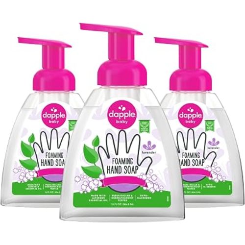 Dapple Foaming Hand Soap, Gentle Hand Wash Baby Soap, Hypoallergenic for Sensitive Skin, Powered by Plants, Lavender, 13 Fl Oz (Pack of 3)