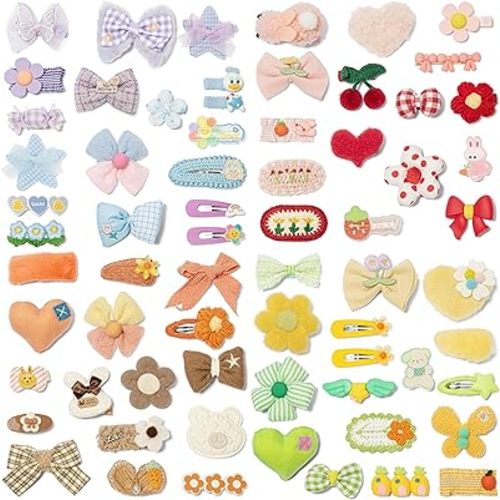 Hair Clips for Girls 68 Pcs Bundle No Slip Assorted Barrettes for Kids Bows Cute Hair Accessories for Little Girls Teens Toddlers Child Kids Gifts
