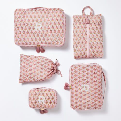 5 Piece Block Print Packing Cube Set