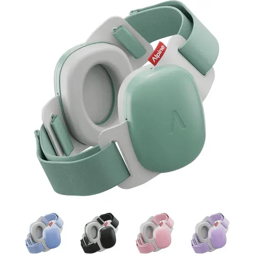 Alpine Muffy Baby Comfort - Protects Hearing for Babies and Toddlers - CE & ANSI Certified - Unique Headband for Safe fit & Comfort - Multi-adjustable for Ages 3-48 Months, 24dB Sound Reduction, Green