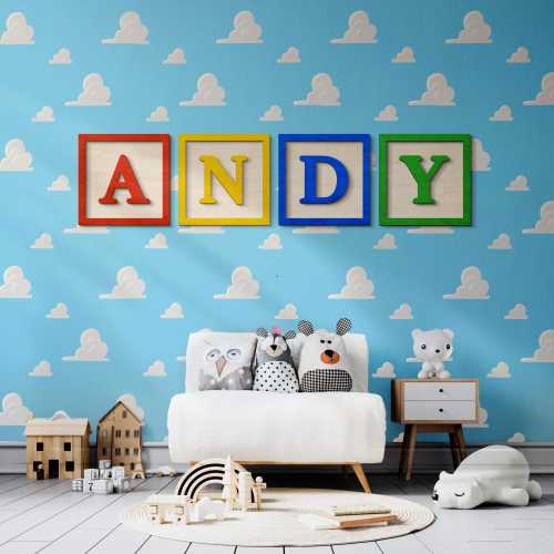 Wooden first name / Cube with customizable letter / Baby & child room decoration / Toy Story