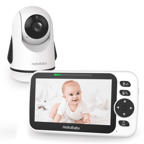 HelloBaby HB6352 Video Baby Monitor – 5″ LCD, No Wifi, Pan-Tilt-Zoom, 1000 ft Range