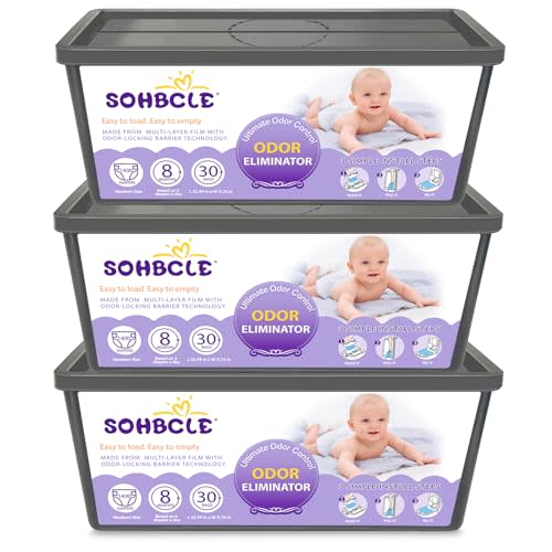 SOHBCLE Refills Compatible with Genie Easy Roll Signature Diaper Pail and Platinum Diaper Pail, Upgraded 90 Bags Hold up to 4200 Newborn Diapers, Extra Thickness Powerful Odor Control, Plant Scented