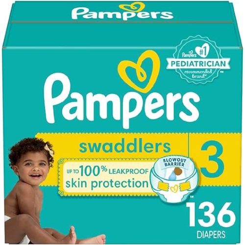 Pampers Baby Diapers - Swaddlers - Size 3, 136 Count, Ultra Absorbent Disposable Infant Diaper