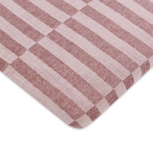 Babyletto All-Stages Midi Crib Sheet in GOTS Certified Organic Muslin Cotton - Maroon Stripe