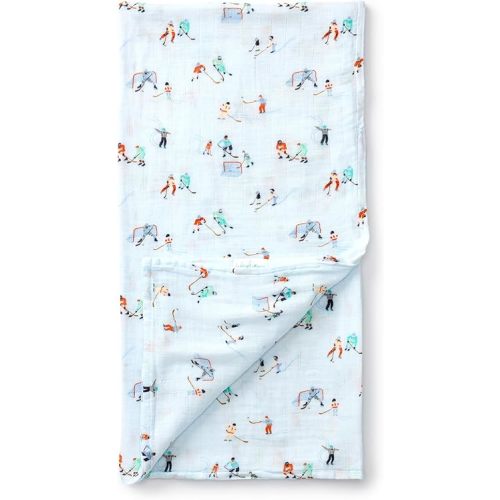 Loulou Lollipop Muslin Swaddle Blanket for Baby Boy & Baby Girl – Soft Breathable Muslin Wrap, 47"x47" Receiving Blanket for Newborn & Toddler - Ice Hockey