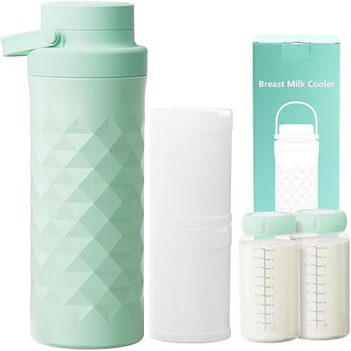 Mosthink 22oz Breast Milk Cooler Bottle, 360°Cooling Keeps Milk 24 Hours Fresh Portable Breastmilk Chiller with 2pcs Baby Storage Bottle for Travel & Outdoor Use, Breastfeeding Essentials