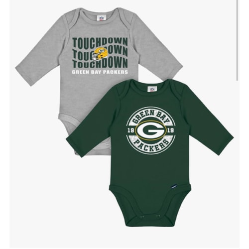 Gerber NFL unisex-baby Nfl 2-pack Long Sleeve Onesie Bodysuit