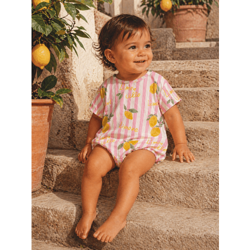 Bamboo Baby Bubble Romper – Italian Lemon Amore | Soft & Breathable – SpearmintLOVE