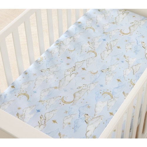 Chris Loves Julia Celestial Unicorn Organic Crib Fitted Sheet
