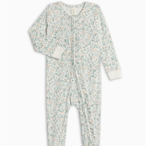 Neve Ruffle Zipper Footed Romper