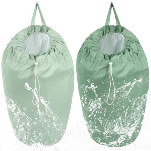 Nuogo 2 Pack Reusable Diaper Pail Liner Bags Hangable Pail Liner with Strap Washable Cloth Diaper Liners Waterproof Cloth Diaper Wet Bag Pail Pouch for Cloth Diaper, Dirty Diapers, Laundry and Garbage